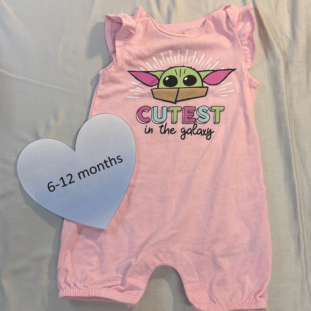 Star Wars - 6-12M - Pink Baby Sleeveless Yoda One piece Romper